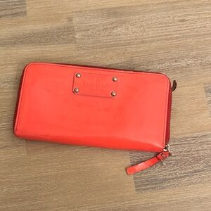 Kate Spade Vibrant Orange Zip Wallet